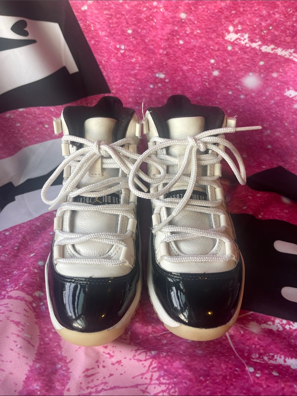 Jordan 11 Kids White and Black High-Top Sneakers